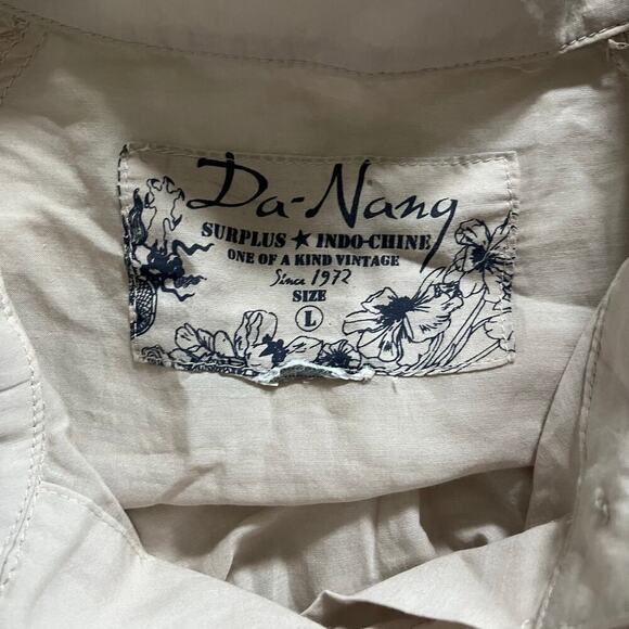 Da-Nang beige bell sleeve cotton button blouse women’s large - Picture 3 of 9